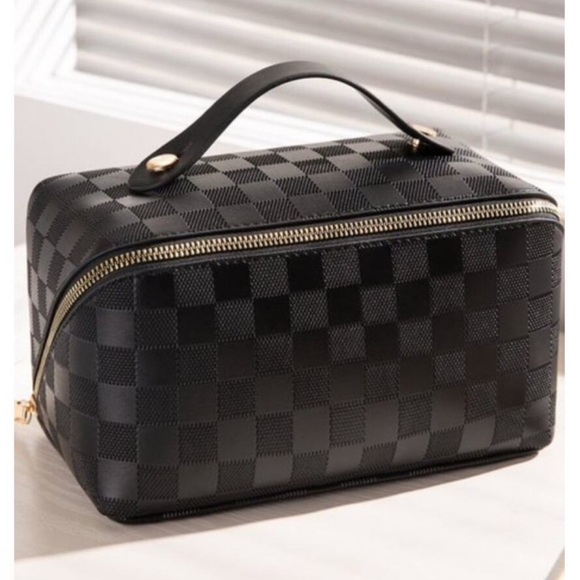 Handbags - Black Checkered Cosmetic Bag